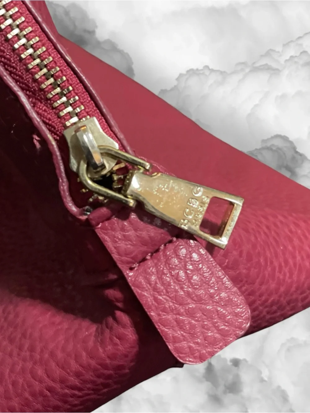 BCBG Paris Berry Pink Pebbled Faux Leather Dome Bowler Satchel Bag Gold HW